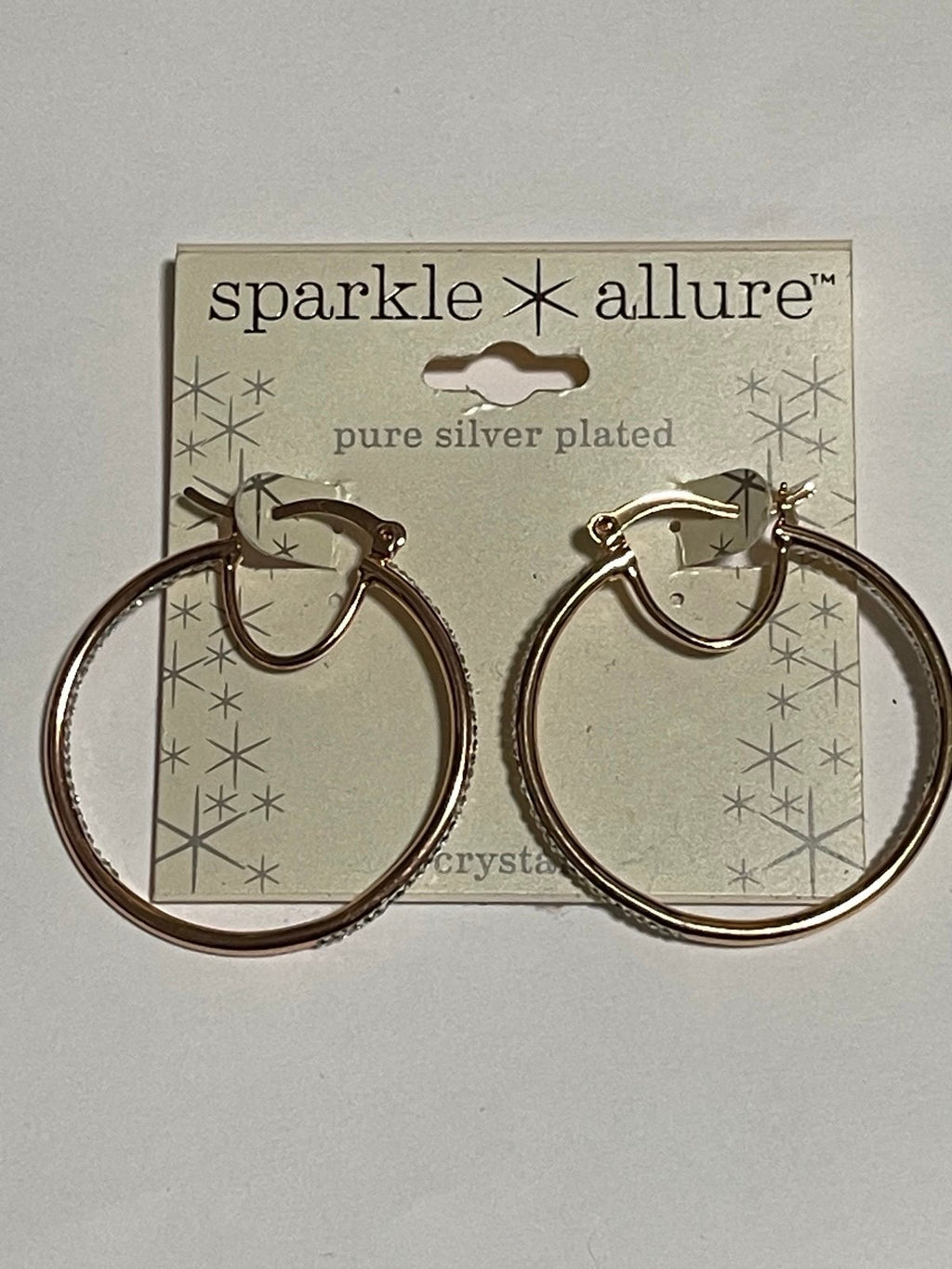Sparkle Allure Silverplated Goldtone Crystal Accented Hoop Earrings