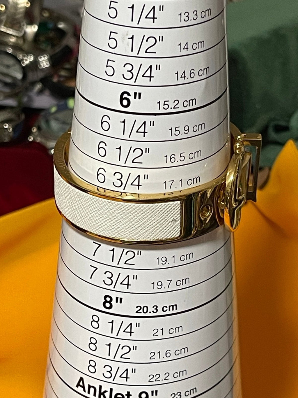 Juicy Couture Gold & White/Cream Buckle Hinge Bracelet