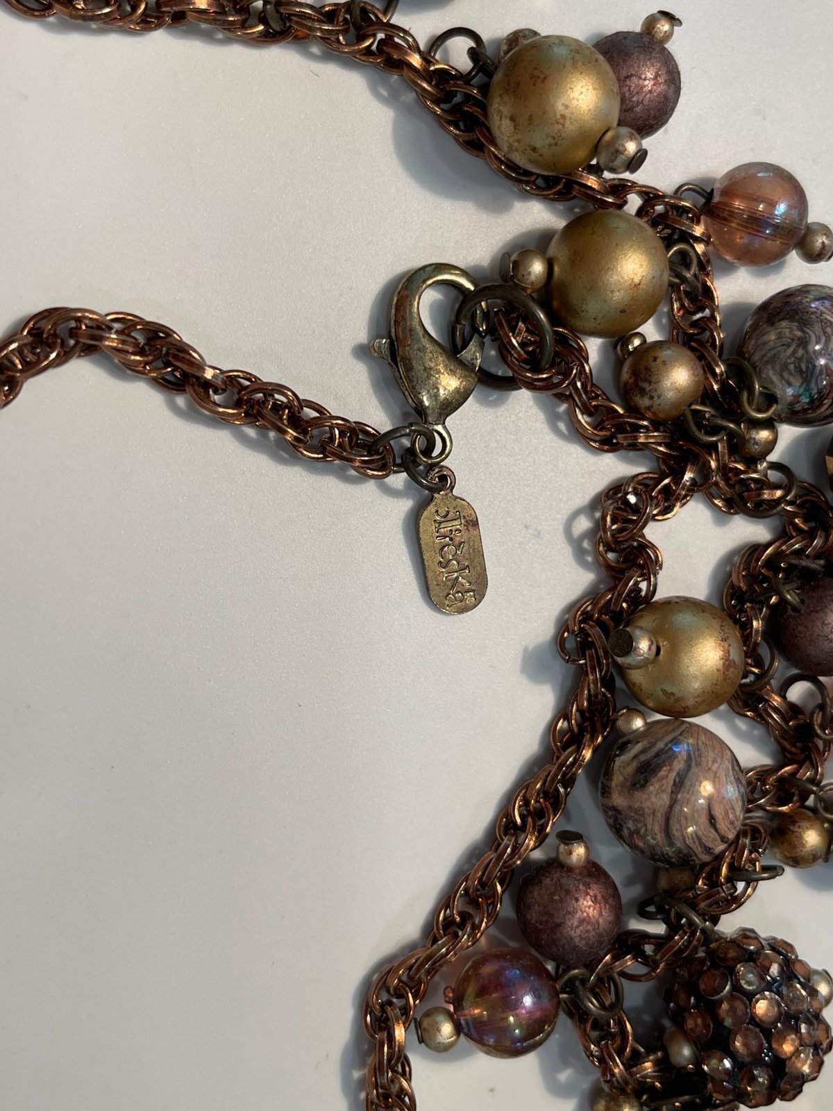 Treska 36” Boho Necklace Mixed Bead & CopperTone Chain