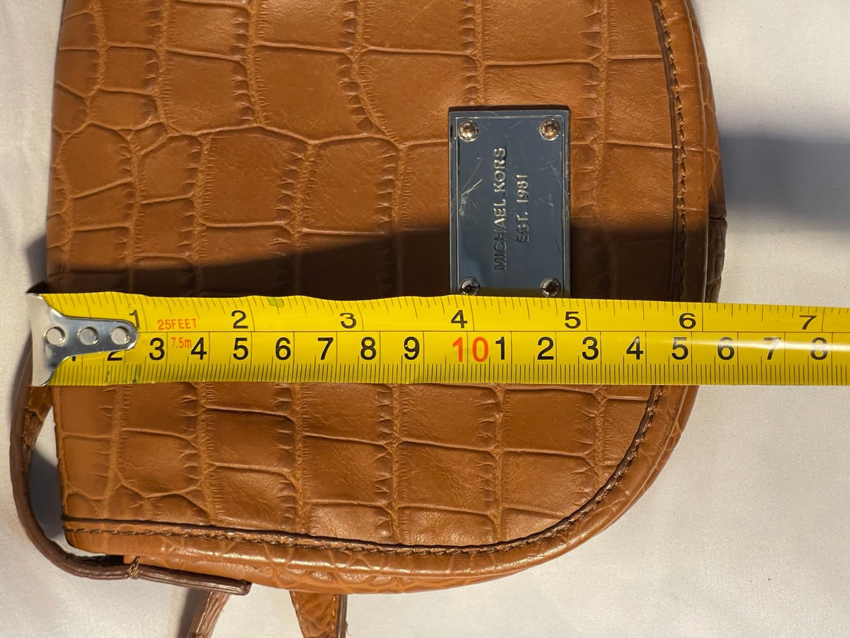 Michael Kors Brown Croc-Embossed Crossbody Bag