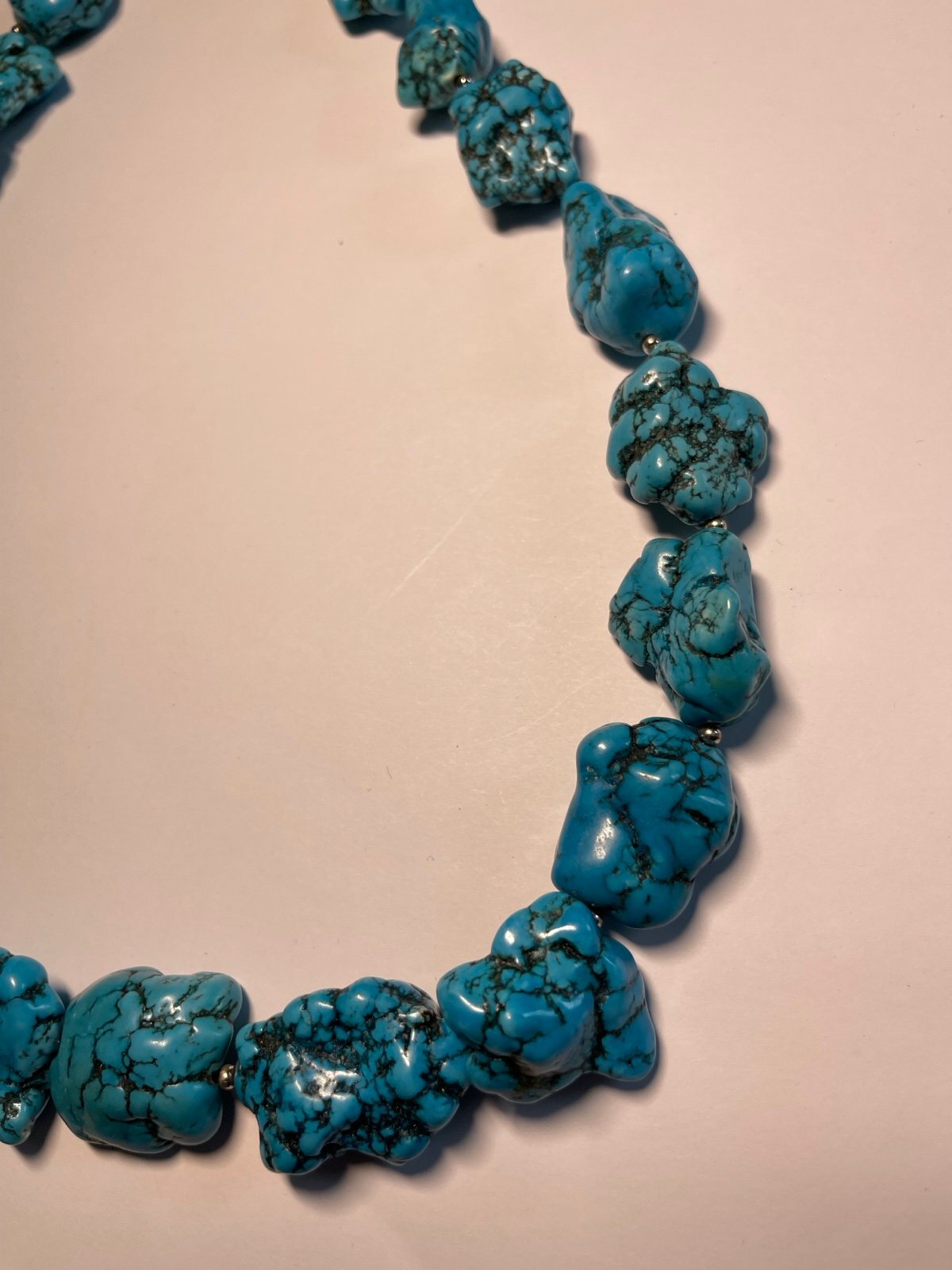 Vintage 24in Houwlite Turquoise Statement Necklace