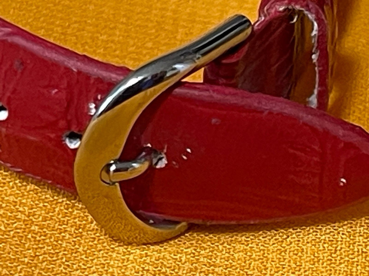 Fabulous Pearl and Sterling on Red Leather Buckle  Bracelet