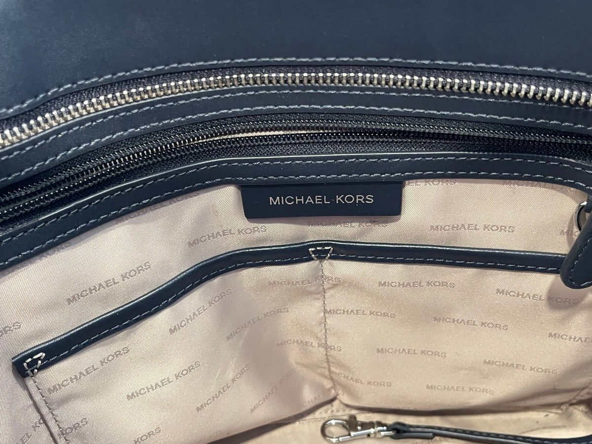 Michael Kors Large MK Monogram Tote Bag Blue Stripe Shoulder Bag