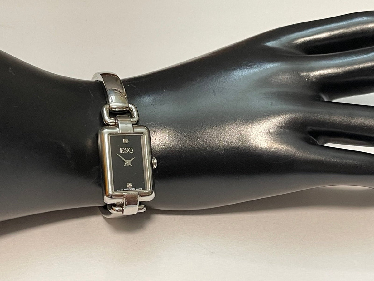 ESQ Movado Ladies Silver-tone Watch Black Face