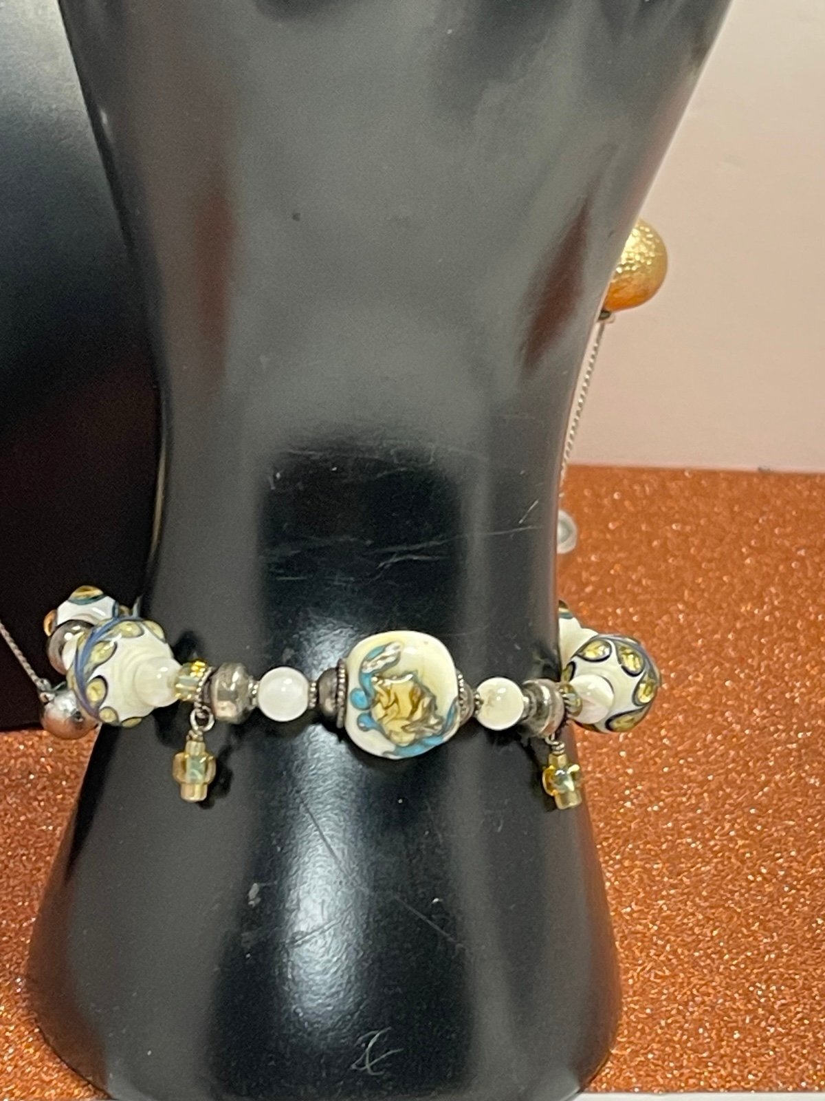 Vintage (1940’s) Italian Wedding Bead Bronze Toggle Bracelet