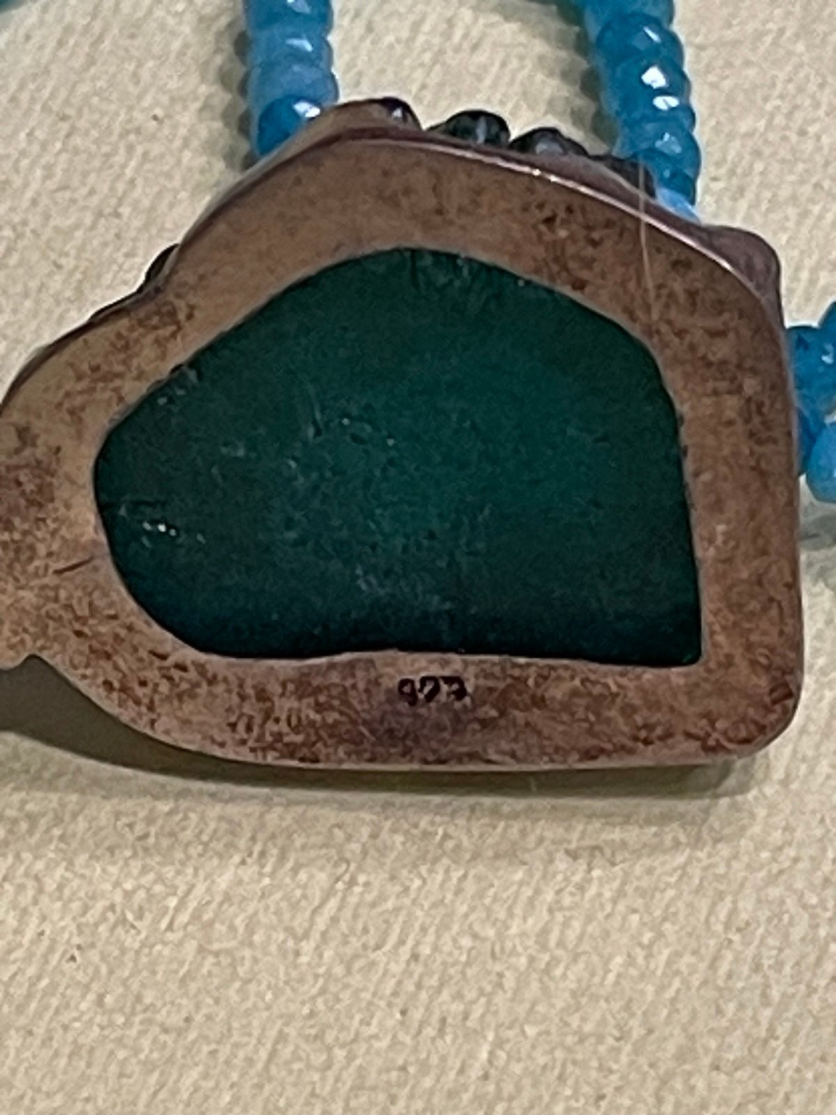 Apatite Bead Necklace w/ Blue Topaz & Titanium Druzy Pendant – 925 Sterling – 18