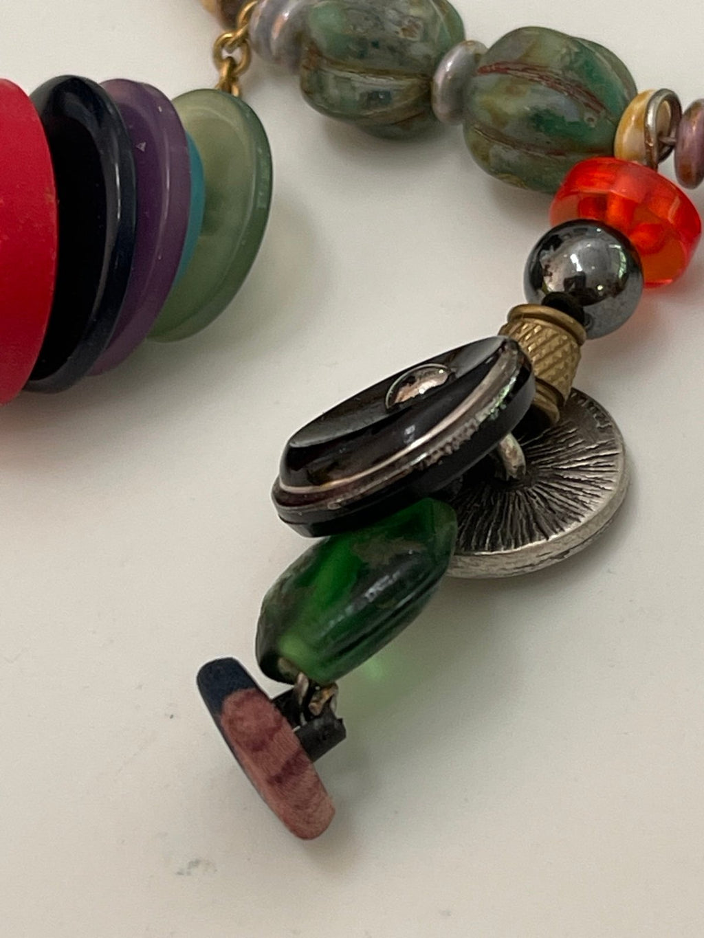 Whimsical Button & Bead Statement Necklace