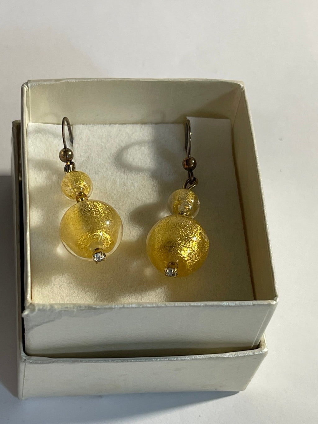 Murano Gold Foil Glass Dangle Earrings