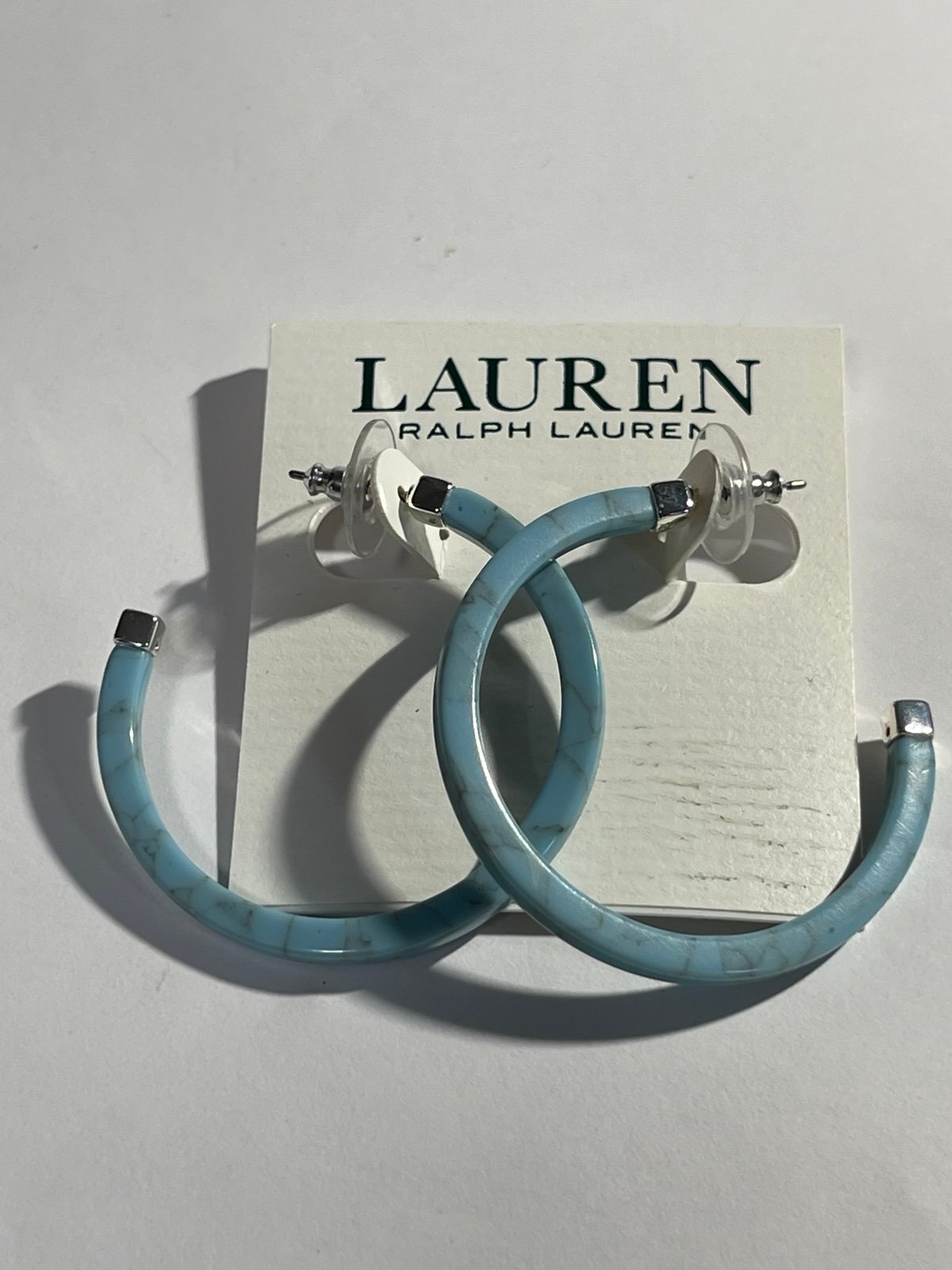 Ralph Lauren Blue ‘Marbled’ Hoop Earrings