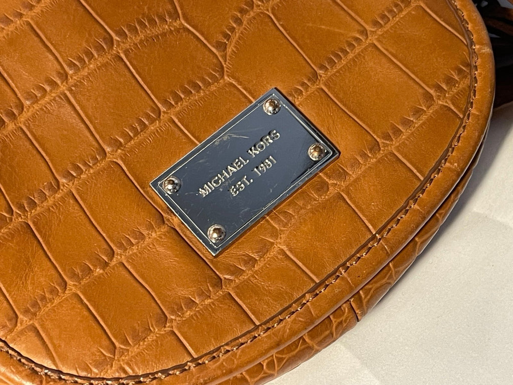 Michael Kors Brown Croc-Embossed Crossbody Bag